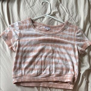 Women's Pink and White Tie-Dye Crop Top